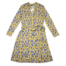 NWT Vintage Diane von Furstenberg DVF Yellow Geometric Tile Silk Wrap Dress 14 - £95.92 GBP