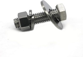 (8 Sets) 3/8-16X1-1/2 Stainless Steel Hex Head Screws Bolts, Nuts, Flat &amp; Lock - £28.95 GBP