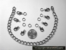 Silver color white gold plated 8 charm bracelet jewelry making kit KIT002 - £2.32 GBP