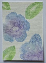 ACEO Original Art Blue and Purple Flower Watercolor Painting on - $5.00