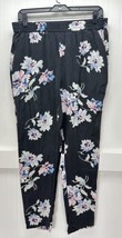 Joie Floral 100% Silk Pants Womens Small Black/Pink Lightweight Pull On Elastic - £14.21 GBP
