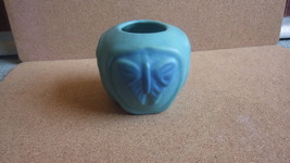 Antique Van Briggle Art Pottery Butterfly Moth Ming Blue Vase C1930&#39;S - £67.94 GBP