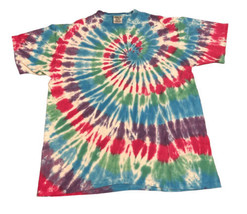 Vintage 1990s Spiral Tie-Dye T-Shirt XL Rainbow Single Stitch Made In US... - $18.52
