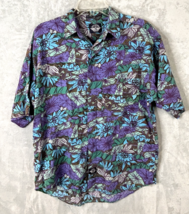 Vintage 90s DOCKERS Floral Print hidden Button Up Shirt tropical size Me... - $19.99