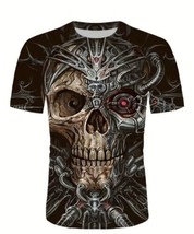 All Over Print Halloween Horror Art T Shirt Adult Scary Creepy Skull Got... - £23.68 GBP