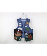 Vintage 90s Christian Womens Large Noahs Ark Animals Open Front Quilted ... - €50,92 EUR