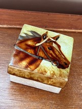 Handmade in Phillipines Airbrushed Mustang Horse Square Windowpane Oyster Trinke - £6.14 GBP
