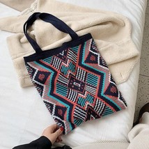 Lady Knitting Gypsy Bohemian Boho Chic  Tote Bag Women Crochet en Open Shopper T - £123.80 GBP