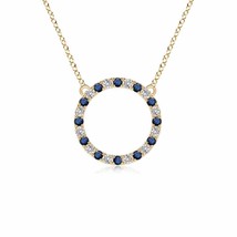 Authenticity Guarantee 
Sapphire and Diamond Open Circle Eternity Pendant in ... - £689.94 GBP