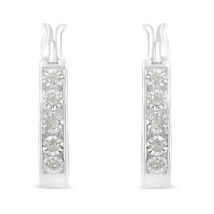 .925 Sterling Silver 1/10 Cttw Miracle Set Diamond Full Circle Hoop Earrings ... - £66.72 GBP