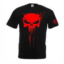 Punisher Skull Bloody Mens Frank Castle Red Logo Gym Bodybuilding Tee T-... - £14.93 GBP
