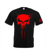Punisher Skull Bloody Mens Frank Castle Red Logo Gym Bodybuilding Tee T-... - £15.00 GBP