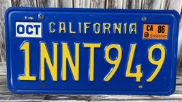 Vintage 80s 1986 California Yellow on Blue License Plate - £15.21 GBP