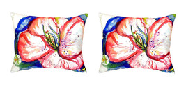 Pair of Betsy Drake Hibiscus No Cord Pillows 16 Inch X 20 Inch - £62.05 GBP