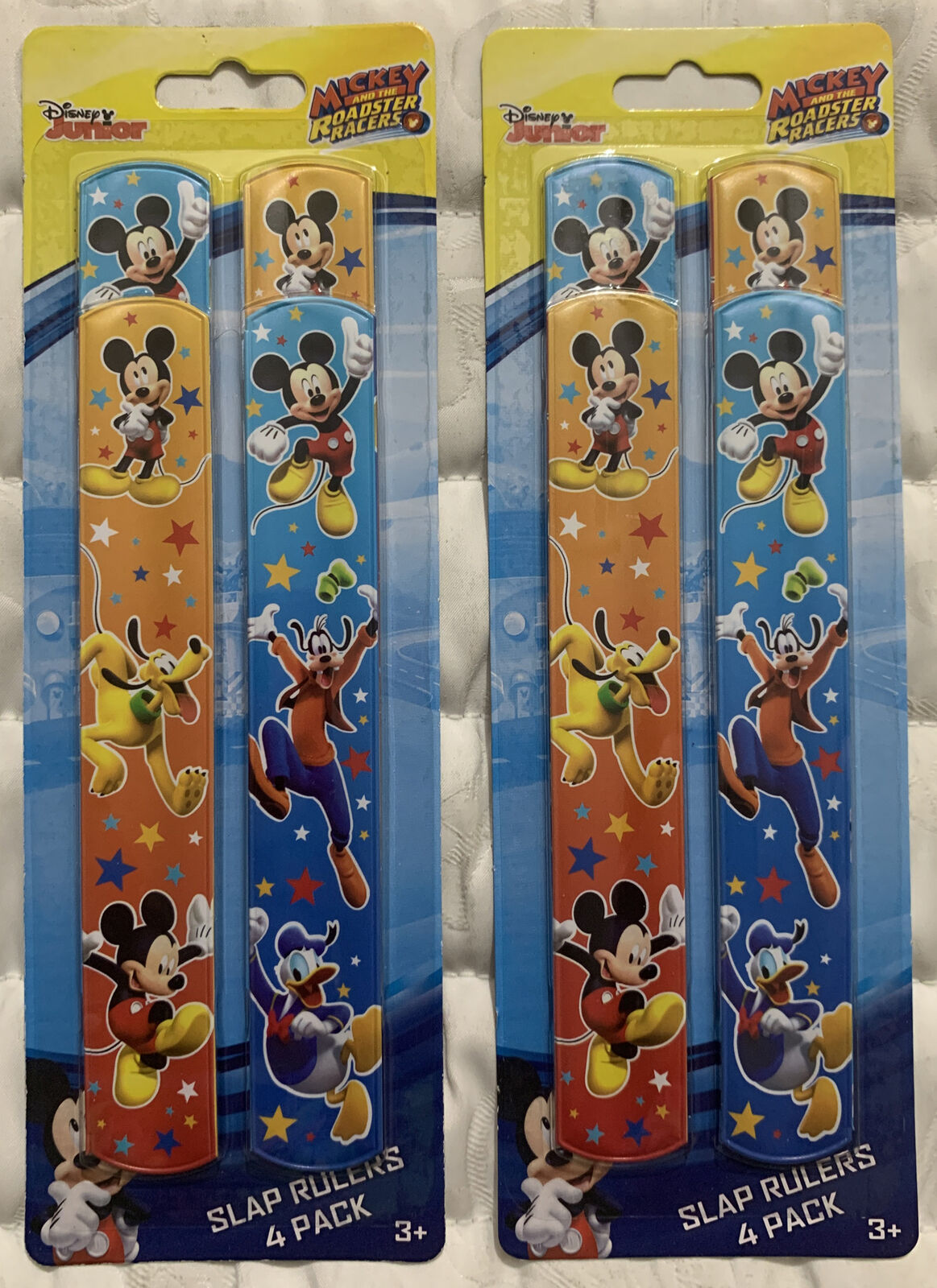 Primary image for 2 Disney Mickey Mouse Birthday Party Slap Ruler Bracelets Favors Walt 4 Pack New