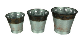 Zeckos Rustic Metal Deer Cutouts Primitive Bucket Set of 3 - £19.65 GBP