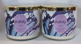 BUTTERFLY by Bath &amp; Body Works 3-wick Scented Candle Lot Set of 2 - £51.52 GBP