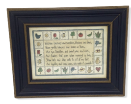 Framed Print Country Beth Yarbrough Poem Summer Garden Birds Wood Art Wall Decor - £14.99 GBP