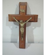 Vintage JESUS CHRIST Wooden/Wood/Metal INRI Wall Cross Crucifix 13” - $29.69