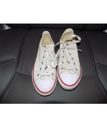 Converse All Star White Canvas Lace Up Low Top Shoes Size US 2.5 Youth EUC - $40.05