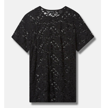 Torrid Sheer Stretch Lace Crew Neck Tee Black 4 4X NEW - £22.39 GBP