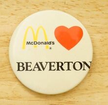 Vintage Employee Pinback Button I Love McDonalds Heart Logo Beaverton Or... - $12.86