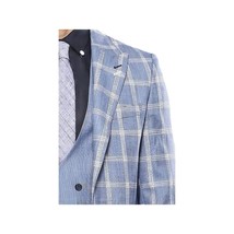 Men 3pc European Vested Suit WESSI by J.VALINTIN Extra Slim Fit JV30 blue plaid image 3