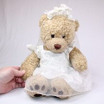 Build A Bear Bride Plush Stuffed Animal Wedding Dress Veil Curly Hair Bear BABW - £12.40 GBP