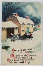 Christmas Greetings Family Sleigh Entering Barn 1923 Westville CT Postcard R18 - £5.46 GBP