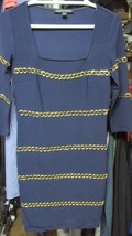 &quot;&quot;NAVY BLUE A-LINE DRESS WITH ROWS OF CHAINS ACCENTS&quot;&quot; - SIZE XXS, BOSTO... - £7.04 GBP
