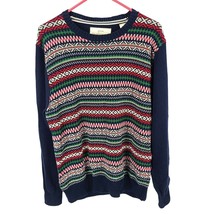 Weatherproof Vintage Mens Fair Isle Ribbled Trim Cotton Sweater Size Medium - £20.93 GBP