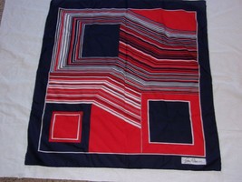 Vintage Jim Renoir Signed Ladies Red White Blue 30&quot; Square Scarf - £11.79 GBP