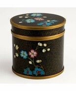 Vintage Enamel Cloisonné Floral Trinket Box With Lid - Black &amp; Multicolo... - €41,30 EUR