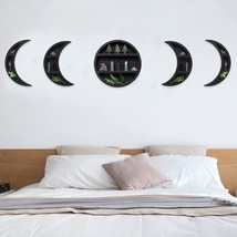 Black Moon Shelf Crescent Floating Shelves, Bed Sofa Wall Decor Storage Rack, - £54.19 GBP