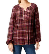 Style &amp; Co Womens Plaid Peasant Top Size Medium Color Fall Valley - £52.38 GBP