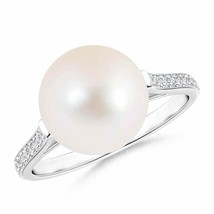 ANGARA 10mm Freshwater Pearl Ring with Pave Diamonds in Silver for Women, Girls - £293.65 GBP+