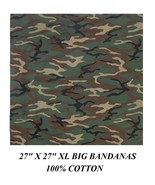 27&quot; XL BIG OVER SIZE WOODLAND GREEN CAMO Camouflage Bandana Head Neck Wr... - $8.99