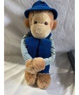 vtg Commonwealth Plush Curious George Monkey Blue Corduroy Overalls Knee... - £31.55 GBP