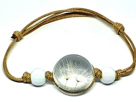 Wish Bracelet Dandelion Seed Love Guardian Angel Glass Beads Adjustable Bracelet - £6.04 GBP