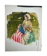 Vintage Illustration Art Original Artwork Advertising Betsy Ross Flag Si... - $93.50