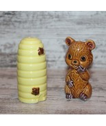 VTG Salt &amp; Pepper Shaker set Bear with Honeycomb Bee Honey Ceramic Cute ... - $14.73