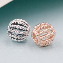 2020 Valentine Release Rose Gold &amp; 925 Sterling Silver Beaded Openwork Charm  - £12.36 GBP