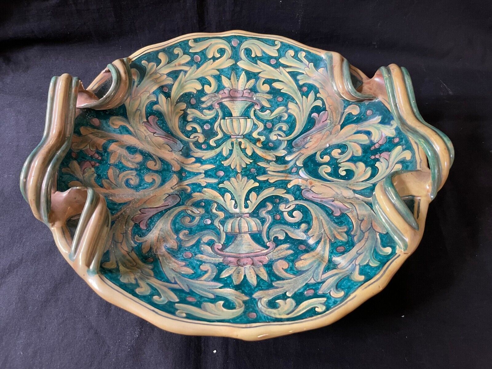Vintage Fait Main Italien Majolique Lustre Plat - Bol Par Alberto Rubbolli - $128.99