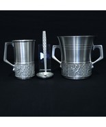 ITB Norway Tinn Pewter Ice Bucket w/ Scoop Ladle &amp; Matching Mug Cup Folk... - $356.98