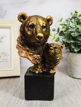 Ebros Gift 6&quot; Tall Black Bear and Cub Head Bust Figurine with Black Pedestal - £16.81 GBP