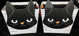 2 Halloween Black Cat Striped Square Cardboard Gift Candy Box Approx: 5.... - $184.27 MXN