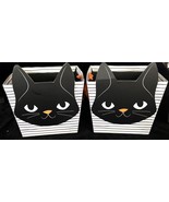 2 Halloween Black Cat Striped Square Cardboard Gift Candy Box Approx: 5.... - $9.89