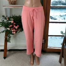 Vintage Cropped Sweatpants M Womens Low Rise Wide Leg Coral Pink Baggy Joggers - £17.92 GBP