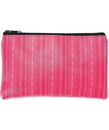 Brand New Vinyl &quot;Apple Blossom&quot; Hot Pink Striped Zipper Bag - $6.00