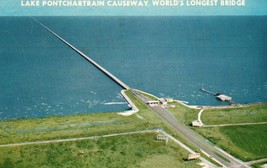 Vintage Postcard Color Posted Lake Pontchartrain Causeway World&#39;s Longest Bridge - £1.55 GBP